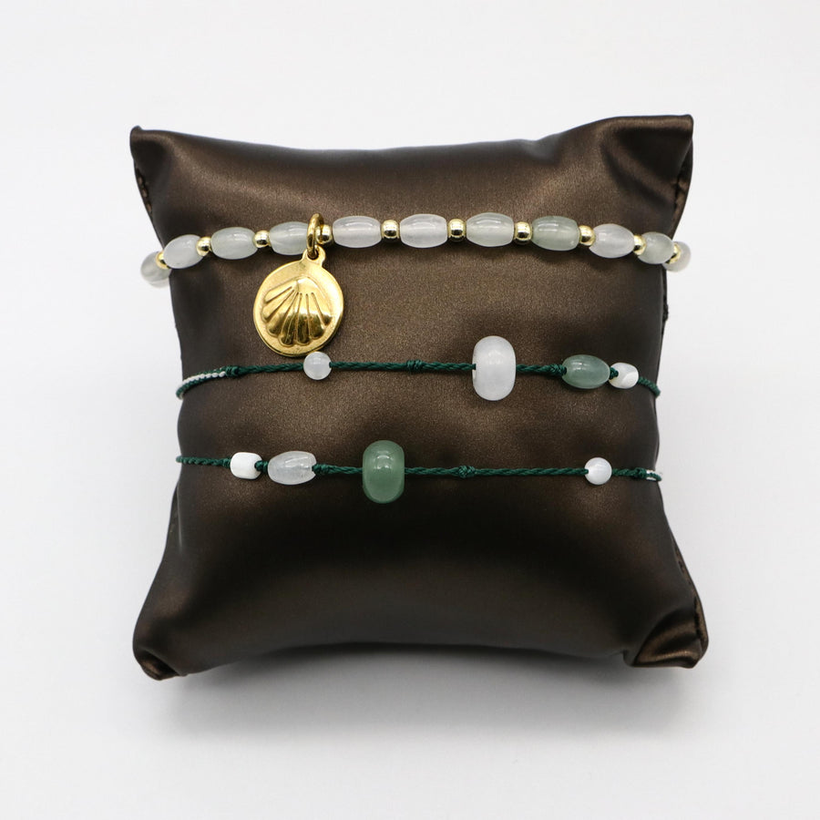 Elegant Style Natural Jade Woven Bracelet Set