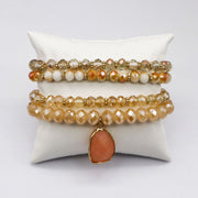 Boho Plated Shinny Glass Bead Bracelet Set  [B170]
