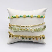 Fresh Summer Green and Yellow Bracelet Set with Gold Plated Chains [B177]