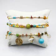 Summer Season Beads Bracelet Stack with Shell and Turquoise Charms [B178]