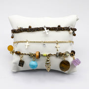 African-inspired Bracelet with Cross Charms and Natural Stones [B186]