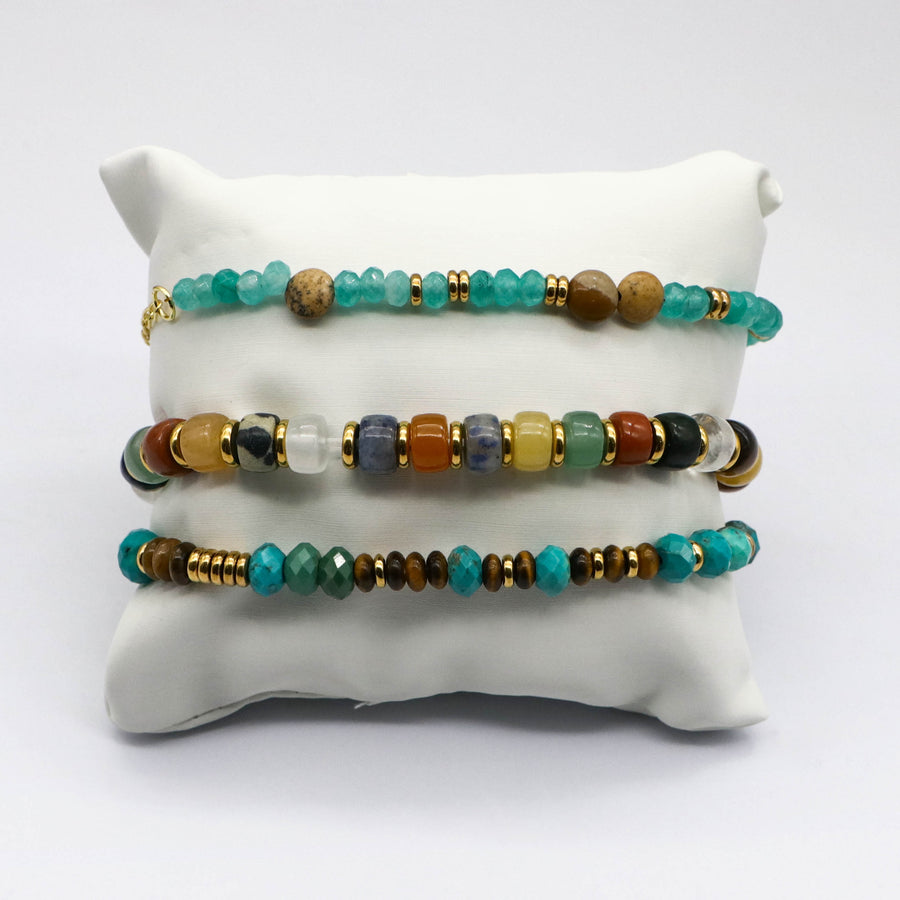 Classic Turquoise and Multicolor Natural Stone Beaded Bracelet [B188]