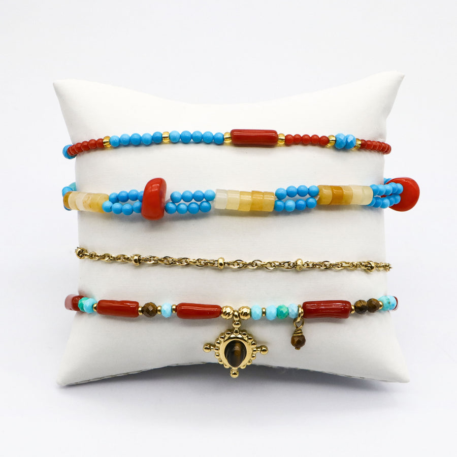 Red and Blue Retro Style Bracelet Design By Turquoise [B190]