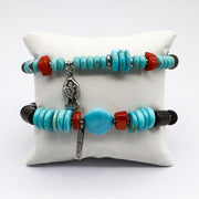 Summer Turquoise and Red Coral Bracelet Set  [B196]