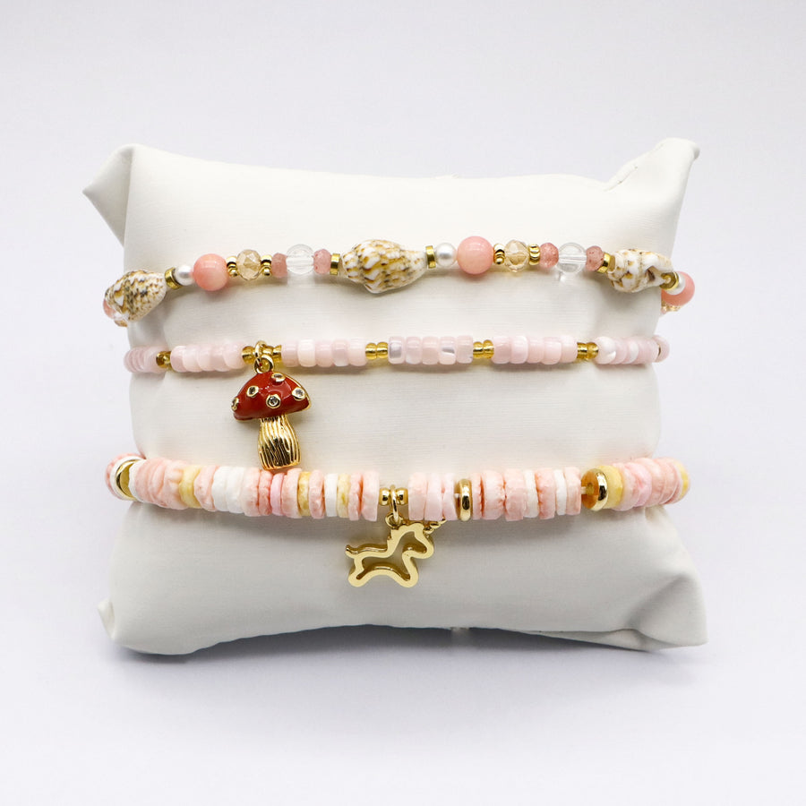 Pink Colour Dreamy Girl Combination Bracelet [B200]