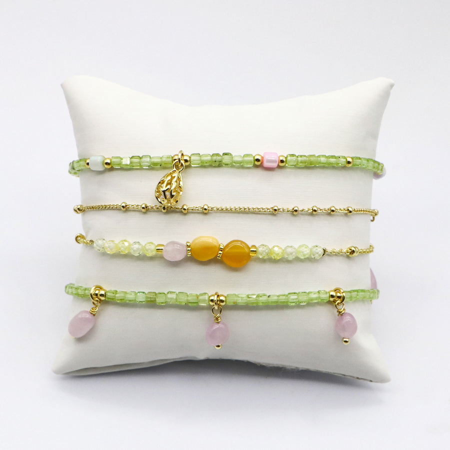Green Peridot and Kunzite Bracelet  [B211]