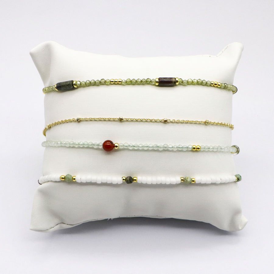 Minimalist CZ and Natural Stone Bracelet   [B217]