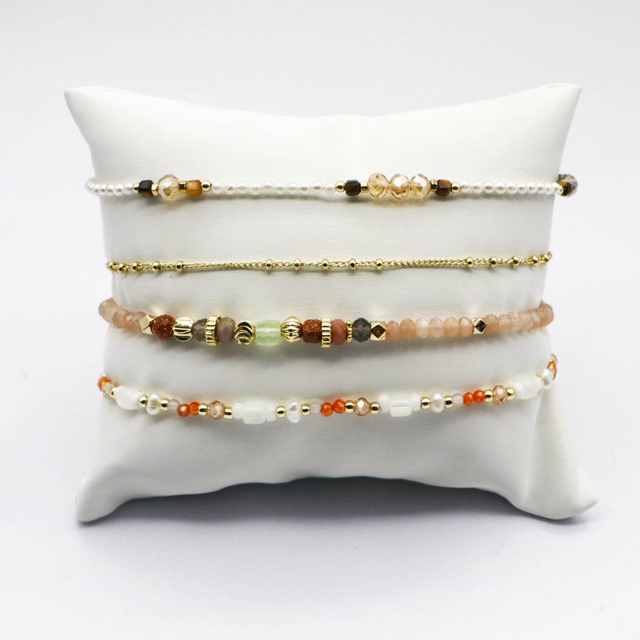 Handmade Dainty Warm Tone Mixed Crystal Bracelet [B223]