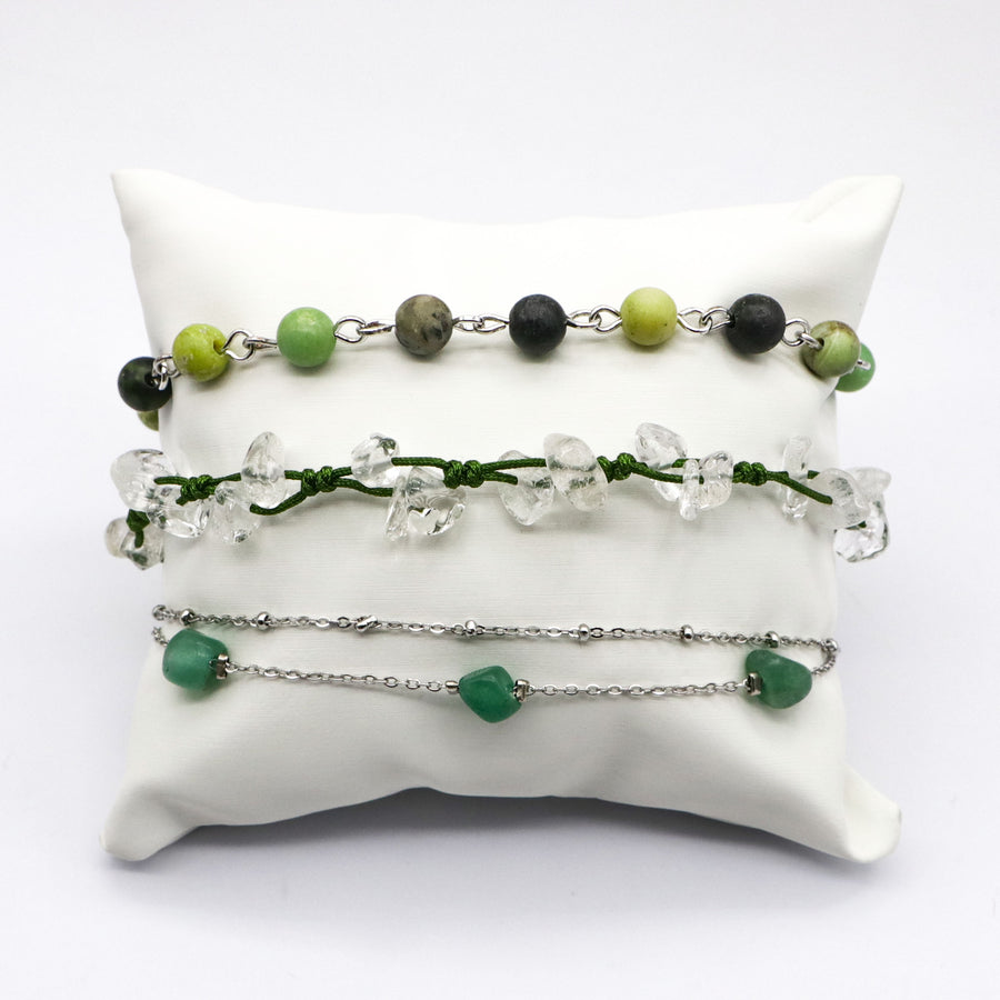 Trendy Fresh Forest Green Stone Bracelet [B224]