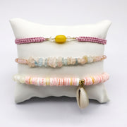 Beach Vacation Pink Shell and Pastel Crystal Bracelet [B226]