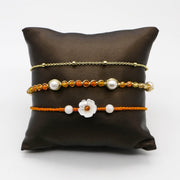 Simple Style Autumn Warm Orange Woven Bracelet Set
