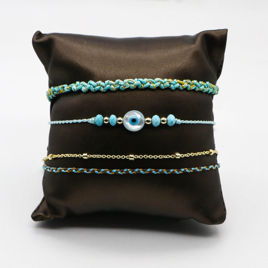 Ocean Blue Style Handmade Woven Bracelet Set