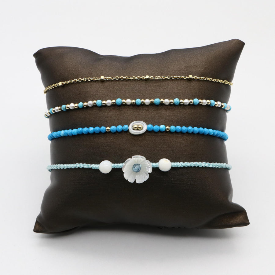 Bohemian Style Ocean Blue Handmade Woven Bracelet Set