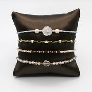 Pink Flower-shaped Handmade Woven Bracelet Set