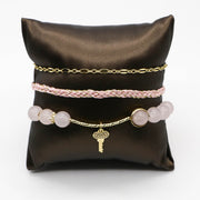 Rose Quartz Handmade Woven Bracelet Set