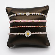 Little Flower Rose Quartz Handmade Woven Bracelet Set