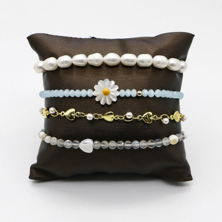 Boho Layered Freshwater Pearl  Woven Bracelet