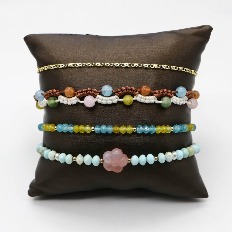Boho Layered Colorful Gemstone Macrame Bracelet