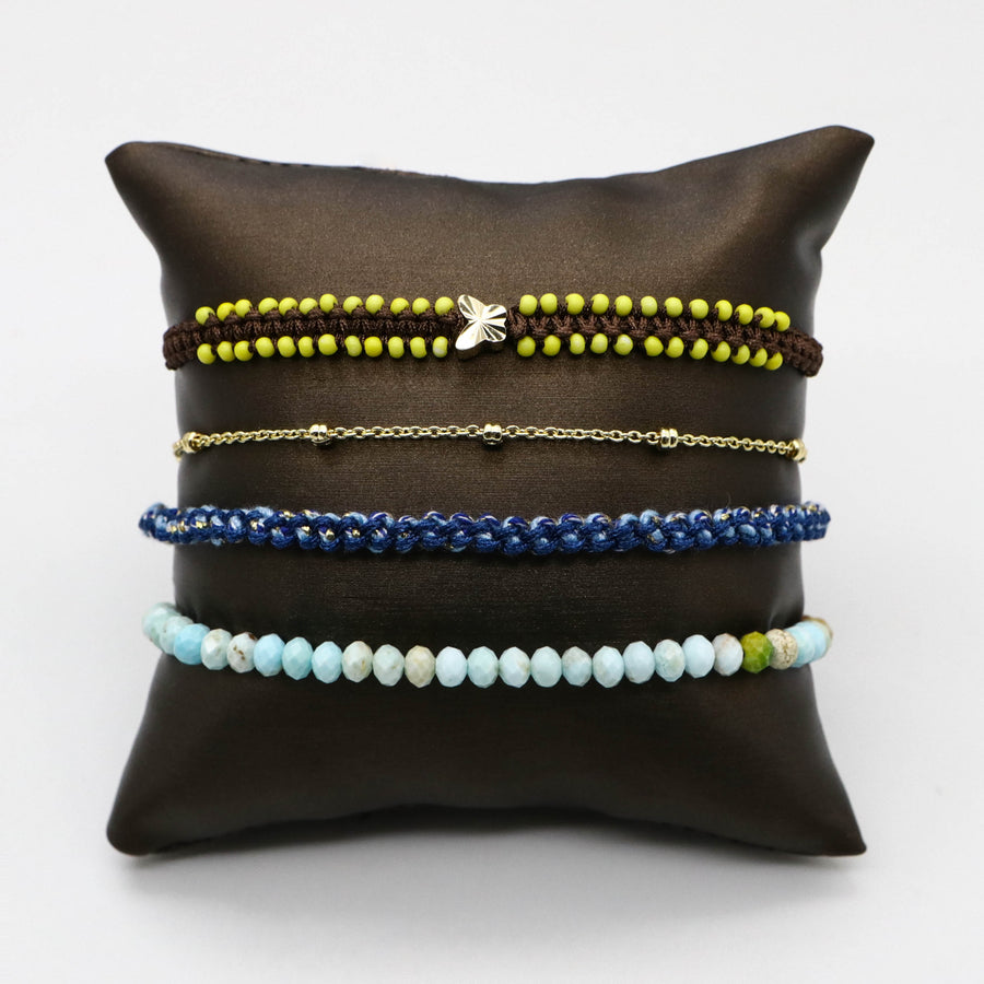 Boho Layered Yellow Beaded With Butterfly Bracelet