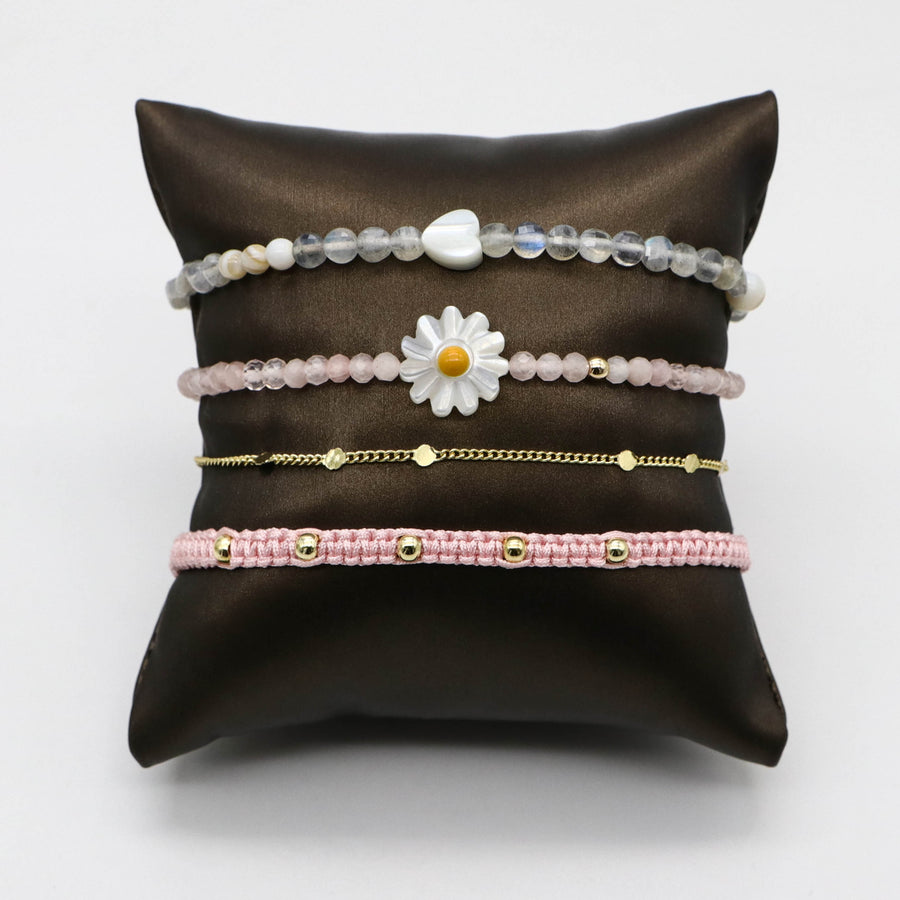 Boho Layered Labradorite With Daisy Bracelet