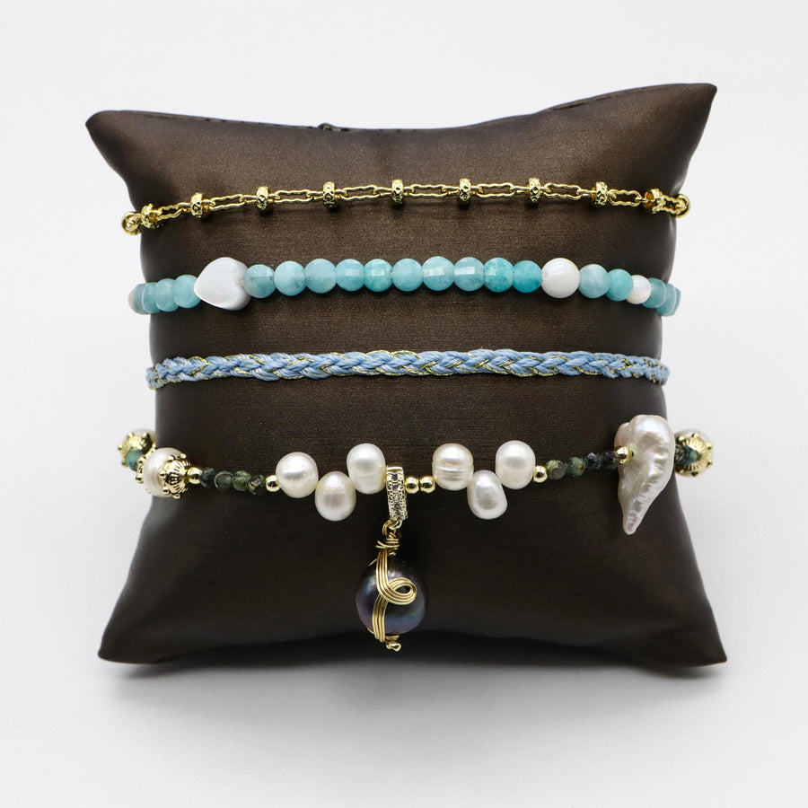 Boho Layered Baroque Pearl Chain Bracelet