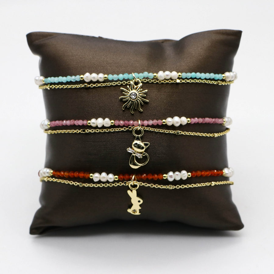 Luxurious Style Pearl With Chain Bracelet Set