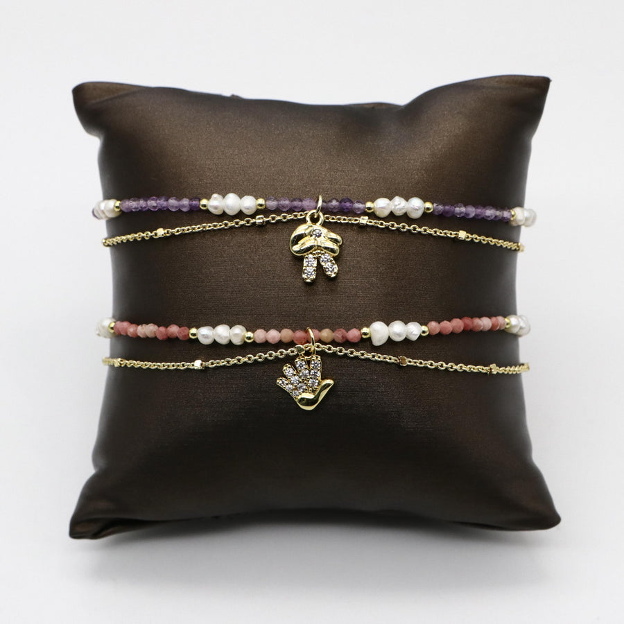 Luxurious Style Pearl With Chain Bracelet Set