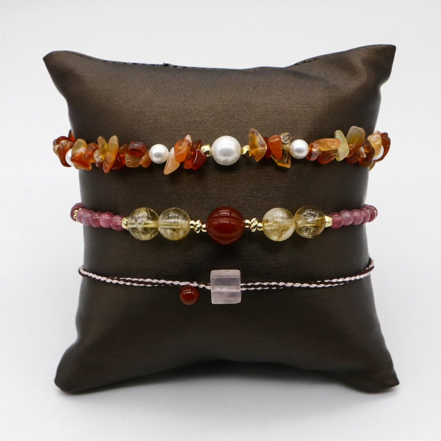 Luxurious Style Rose Quartz Woven Bracelet Set