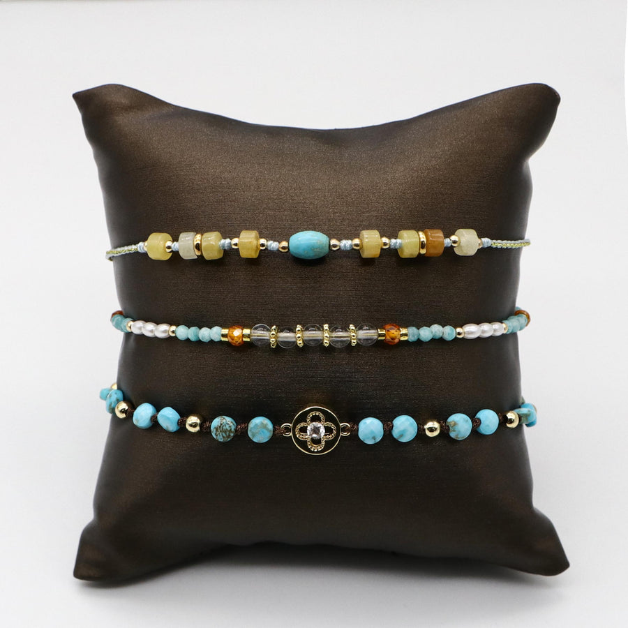 Luxurious Style Turquoise Woven Bracelet Set