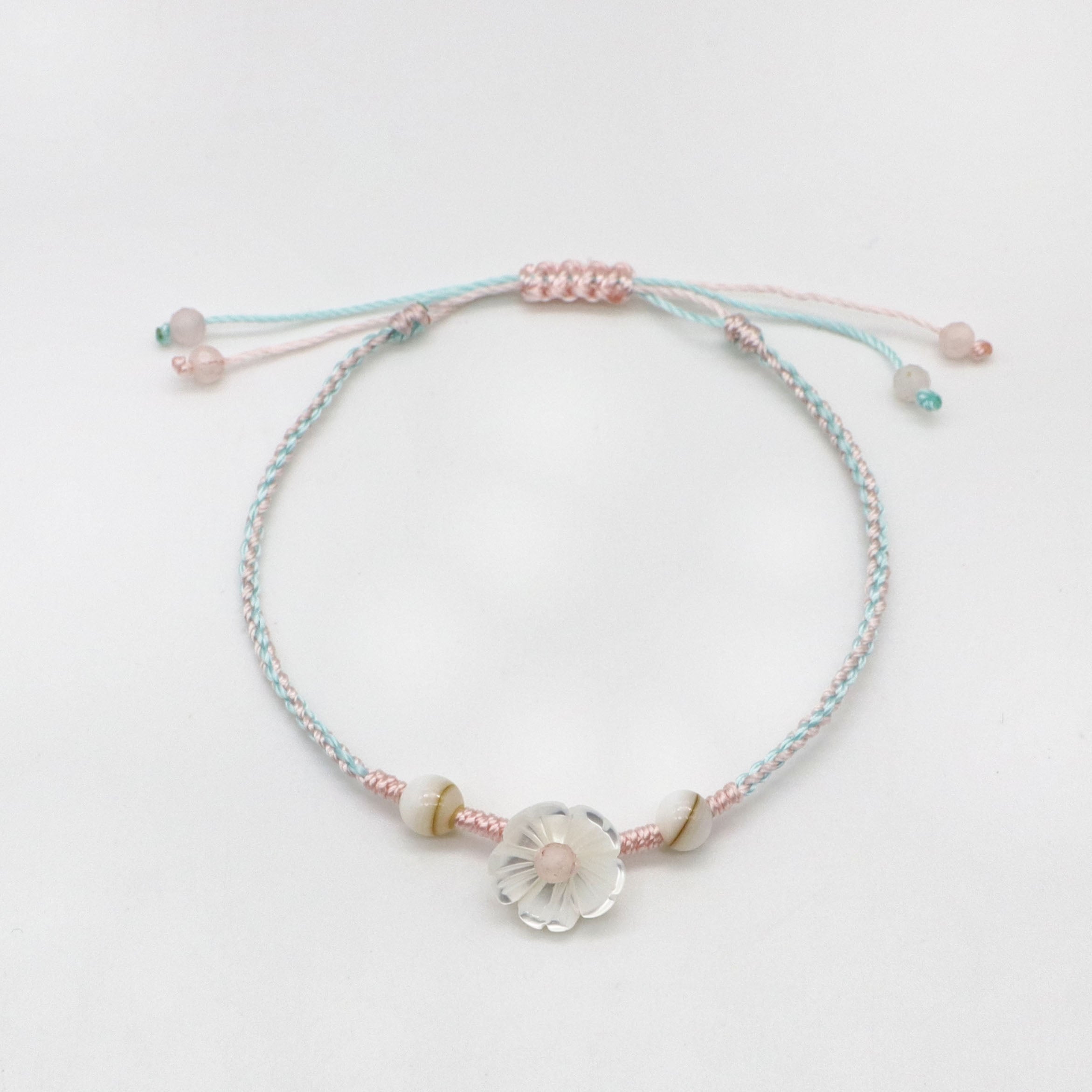 Pink Flower-shaped Handmade Woven Bracelet Set