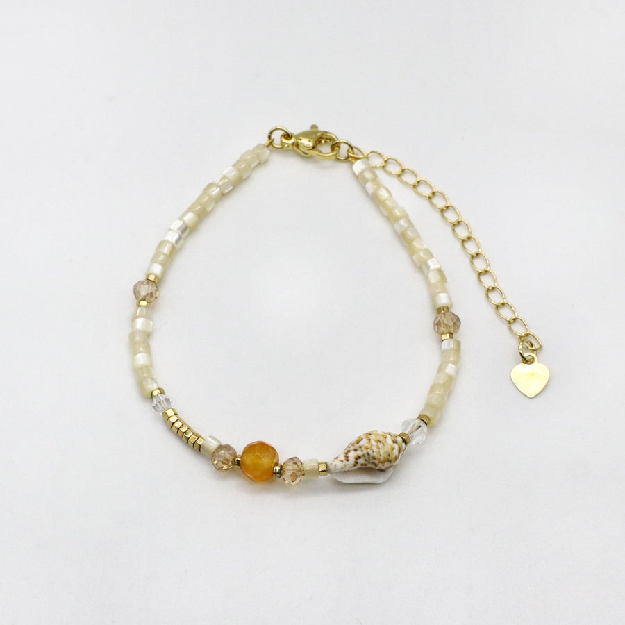 ViBrant Orange Style Woven Pearls Bracelets