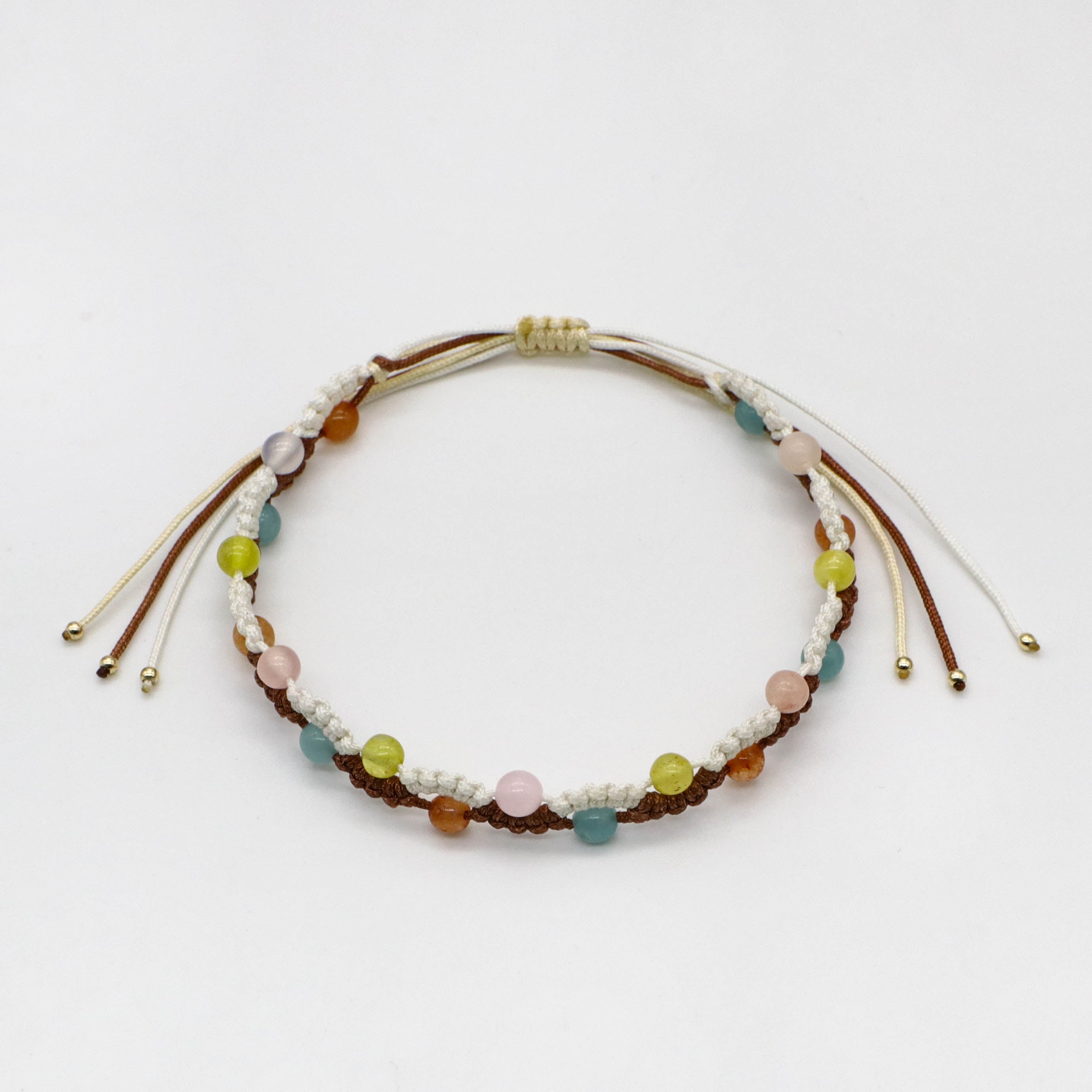 Boho Daisy Aquamarine Stack Hand knitted Bracelet Set [B118]