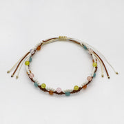 Boho Daisy Aquamarine Stack Hand knitted Bracelet Set [B118]