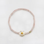 Little Flower Rose Quartz Handmade Woven Bracelet Set