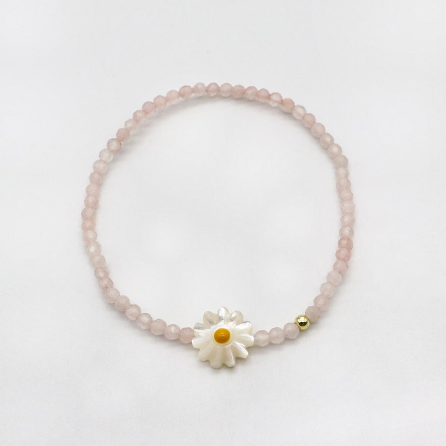 Little Flower Rose Quartz Handmade Woven Bracelet Set