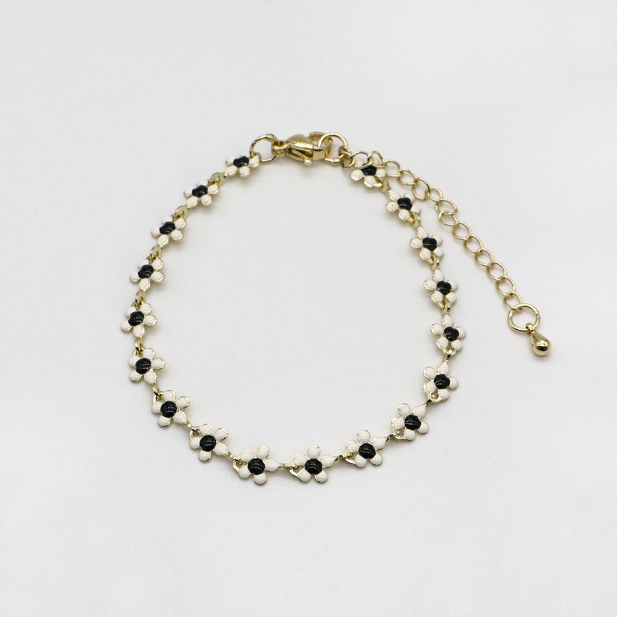 Bohemian Style Lucky Clover  Rose Quartz Cubic Bead Bracelet