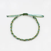 Fresh And Simple Flower Green-colored Woven Bracelet