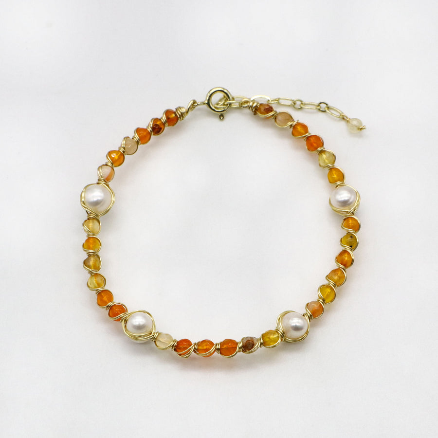 Simple Style Autumn Warm Orange Woven Bracelet Set