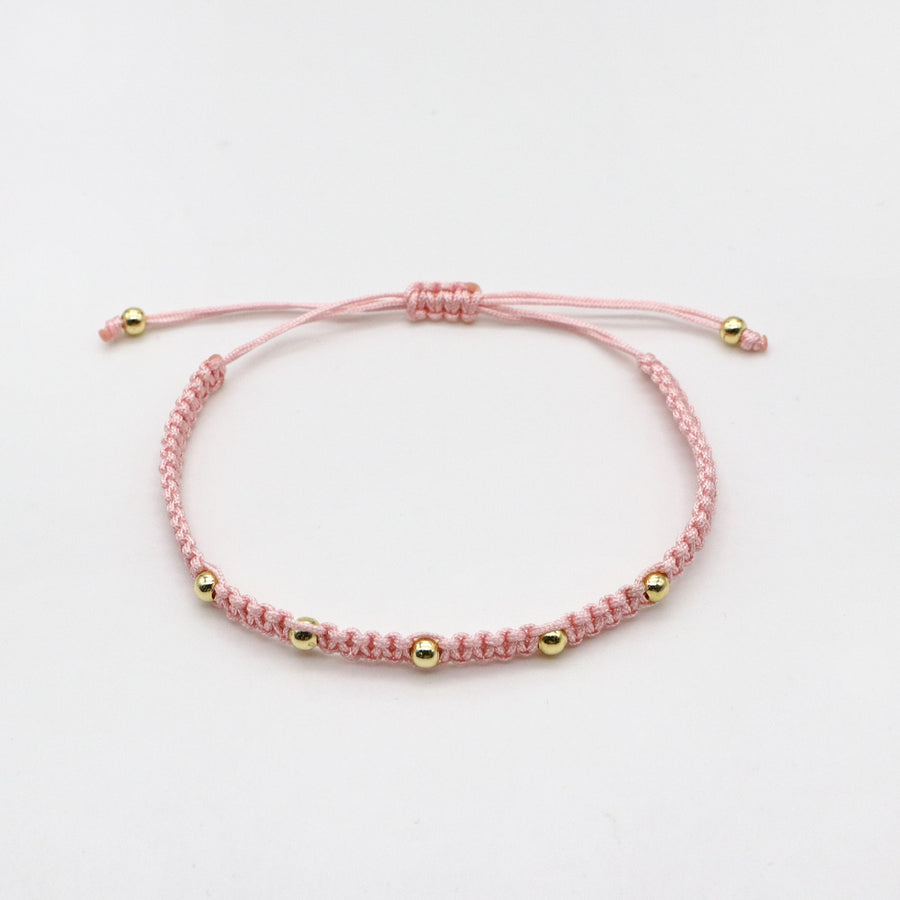 Little Flower Rose Quartz Handmade Woven Bracelet Set