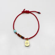 National Style Colorful Mixed Natural Stones Woven Bracelet Set