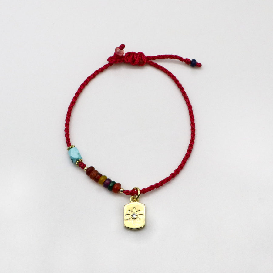 National Style Colorful Mixed Natural Stones Woven Bracelet Set