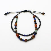 National Style Colorful Mixed Natural Stones Woven Bracelet Set