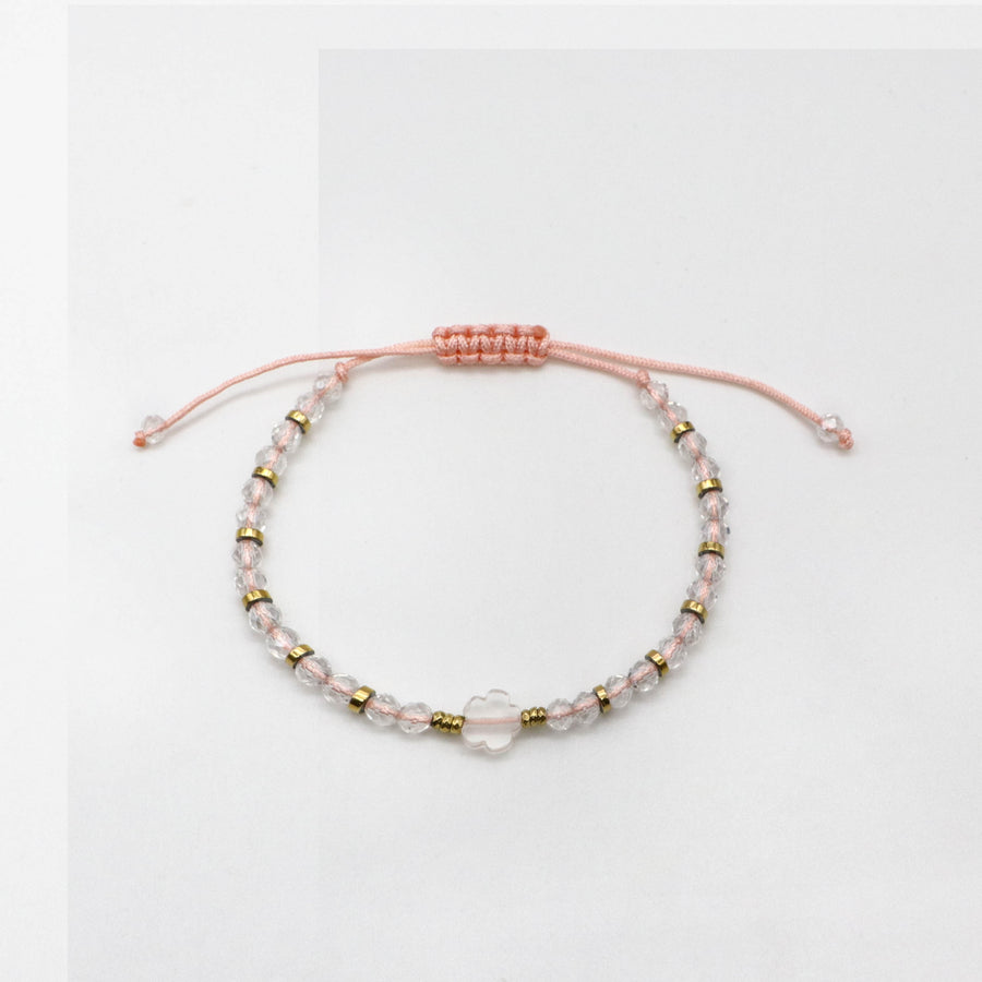 Pink Flower-shaped Handmade Woven Bracelet Set