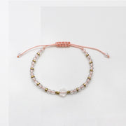 Little Flower Rose Quartz Handmade Woven Bracelet Set