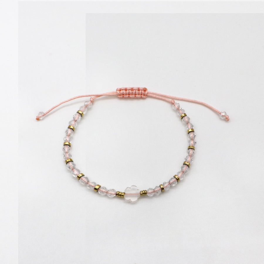 Little Flower Rose Quartz Handmade Woven Bracelet Set