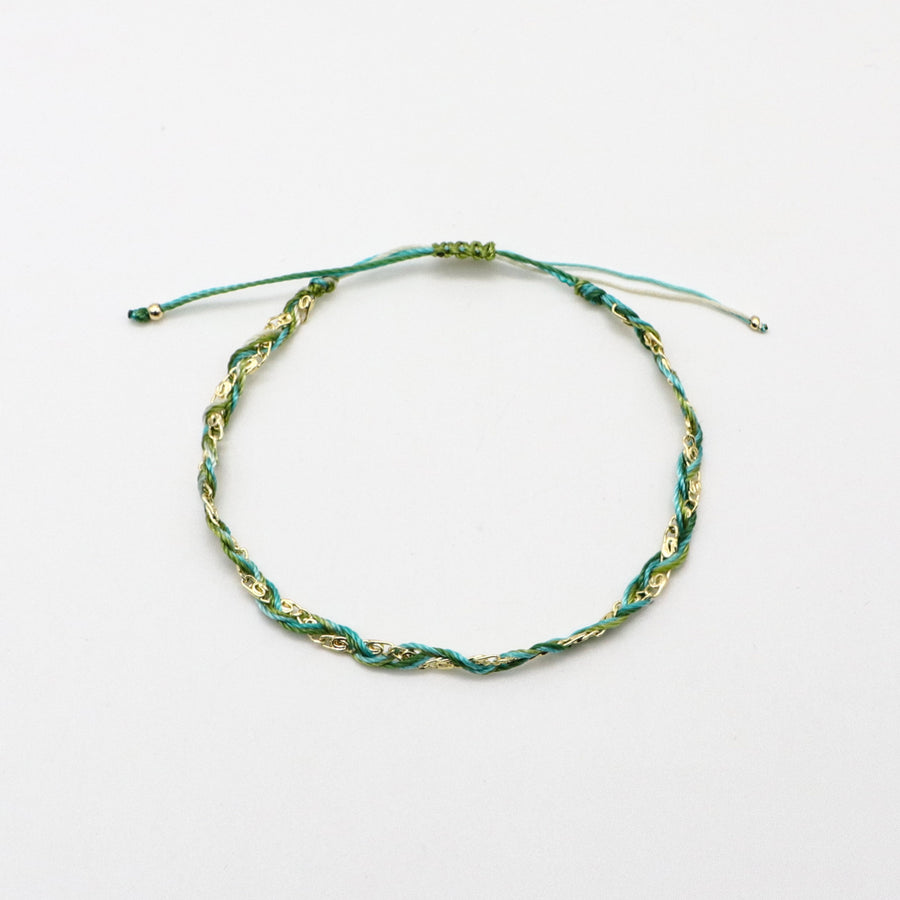 Green Forest Style Woven Bracelet Set