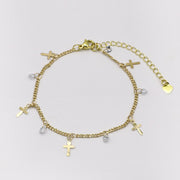 Casual Chic Cross and Clover Natural Stone Bracelet Set [B125]