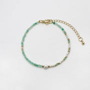 Fresh And Simple Flower Green-colored Woven Bracelet