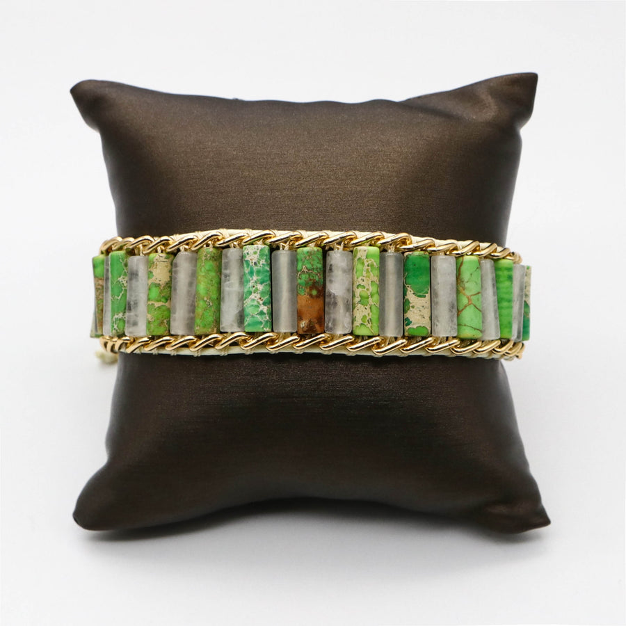 Bohemian Style Imperial Jasper Hand-woven Bracelet
