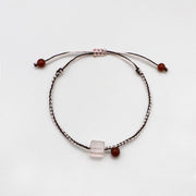 Luxurious Style Rose Quartz Woven Bracelet Set